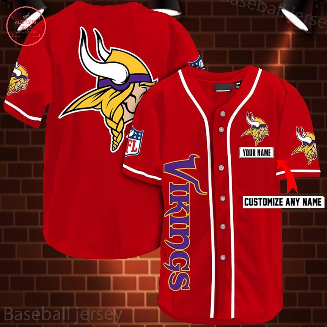 Nfl Minnesota Vikings Personalized Baseball Jersey