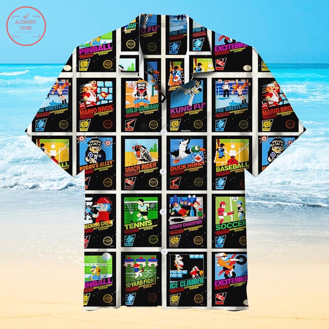 Nintendo 8-Bit Video Game Cover Hawaiian Shirt