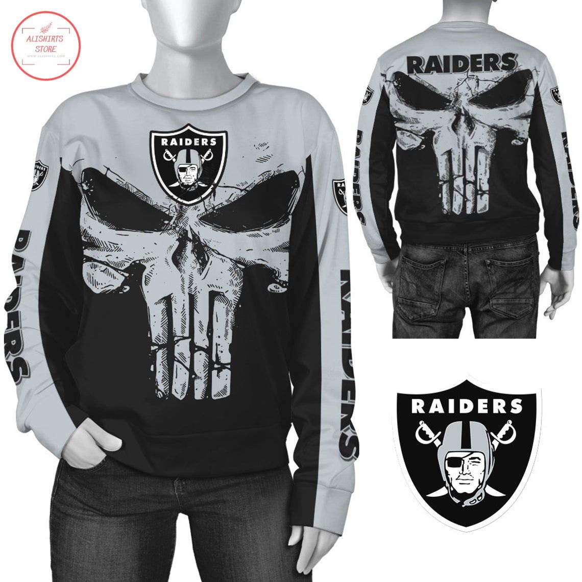 Oakland Raiders NFL Punisher Skull Sweatshirt