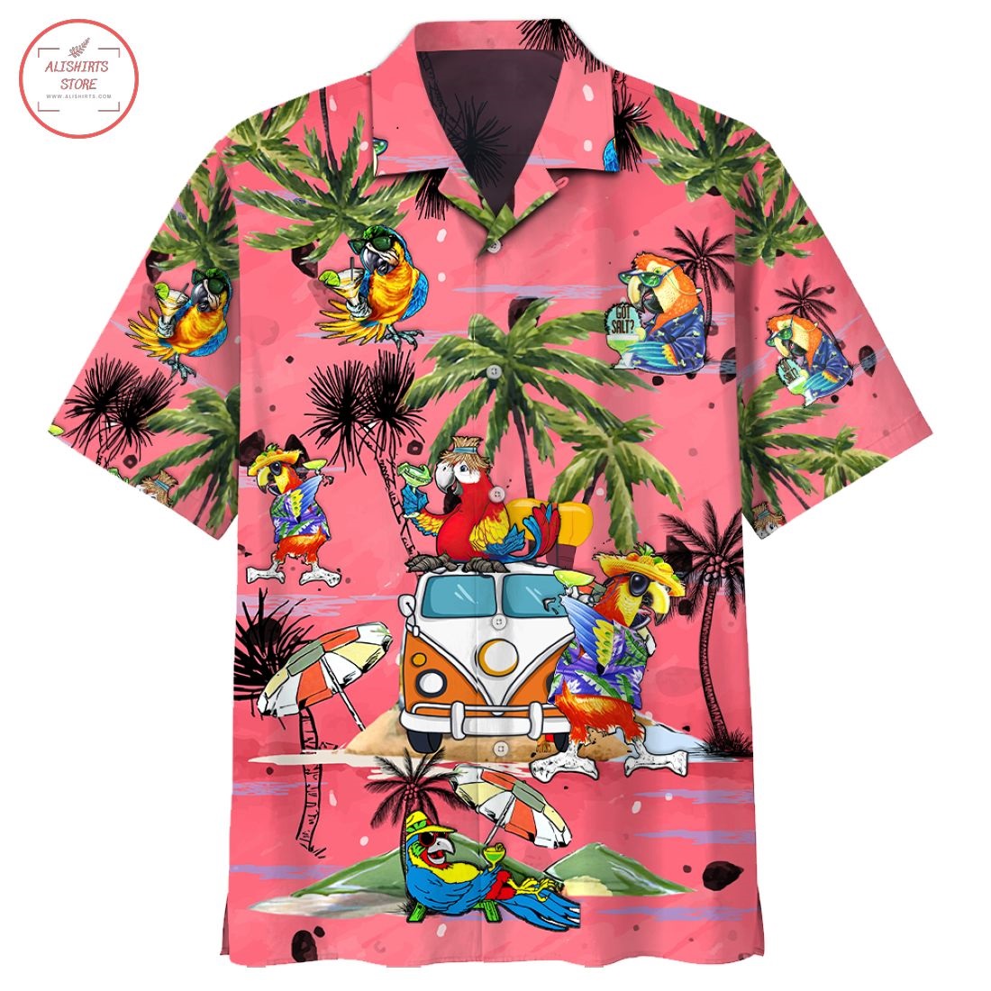 Parrot Beach Pattern Hawaiian Shirt