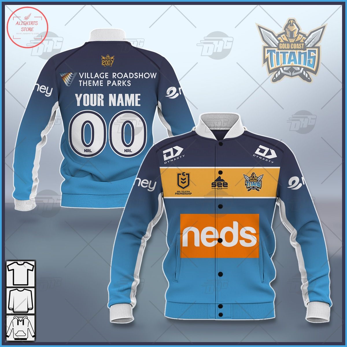 Personalized NRL Gold Coast Titans 2021 Letterman Jacket