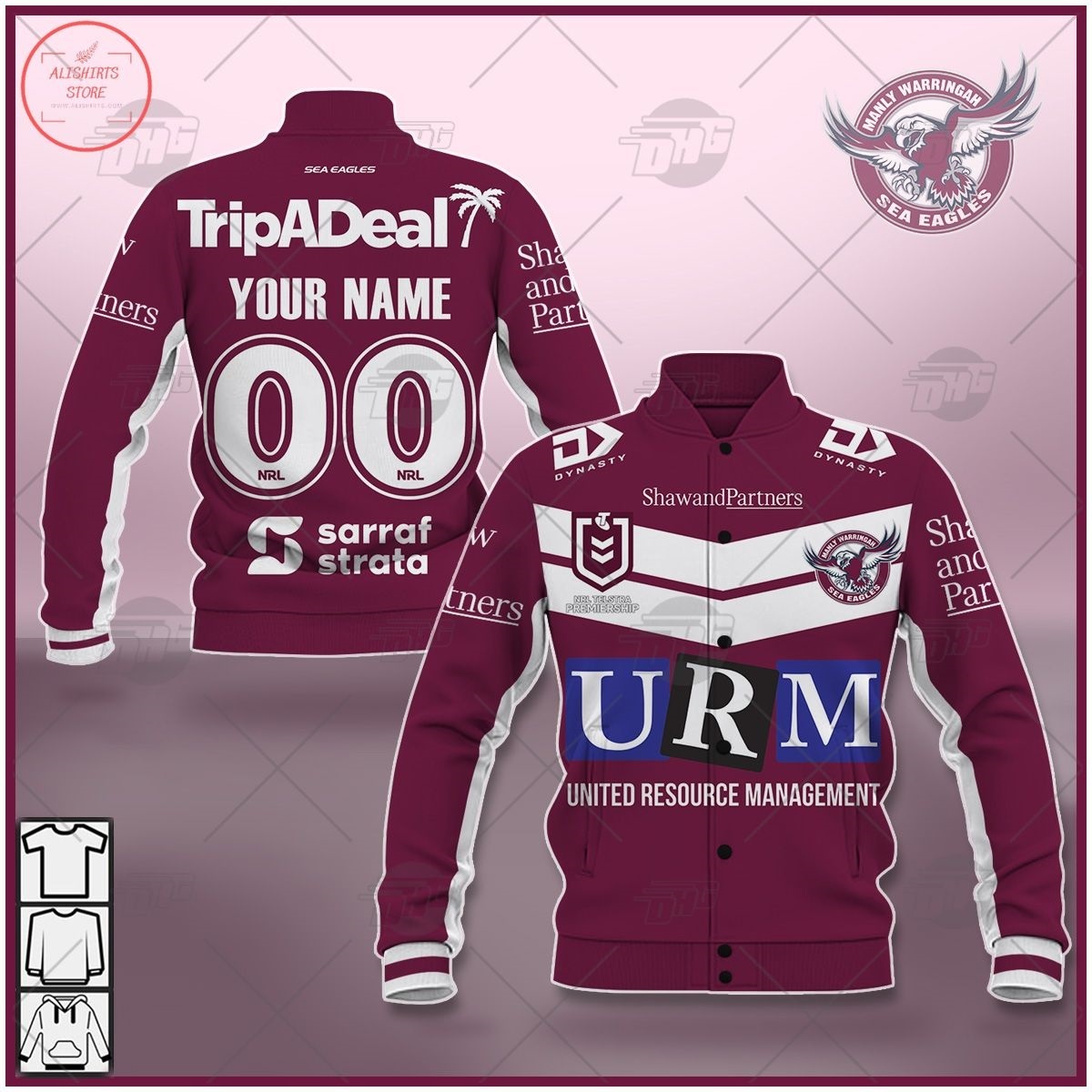 Personalized NRL Manly Warringah Sea Eagles 2021 Letterman Jacket