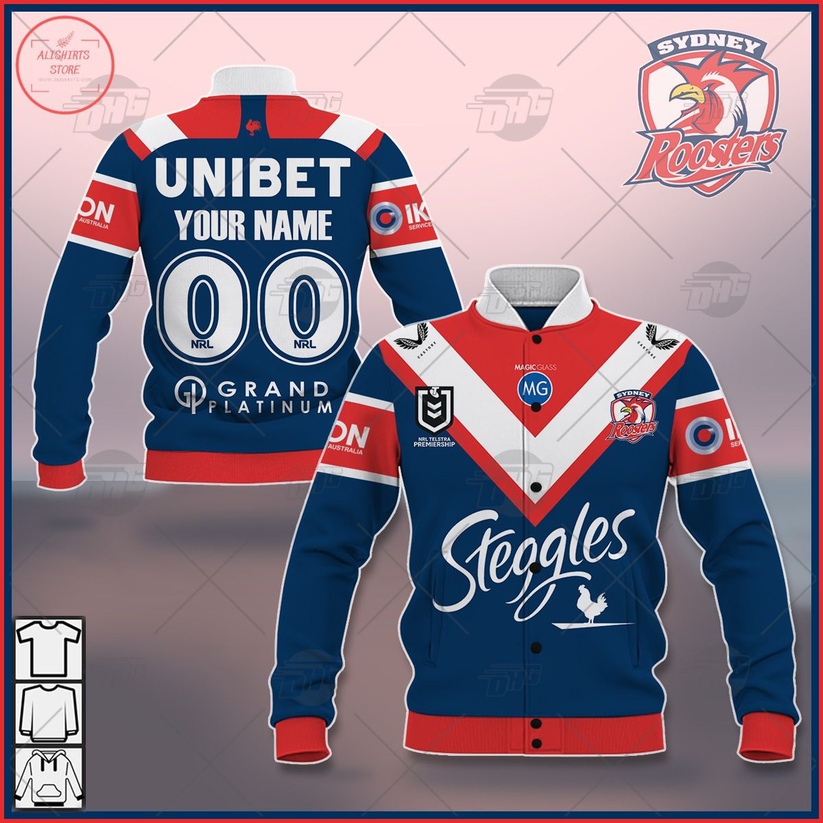 Personalized NRL Sydney Roosters 2021 Letterman Jacket