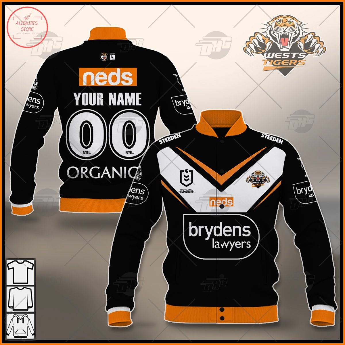 Personalized NRL Wests Tigers 2021 Letterman Jacket