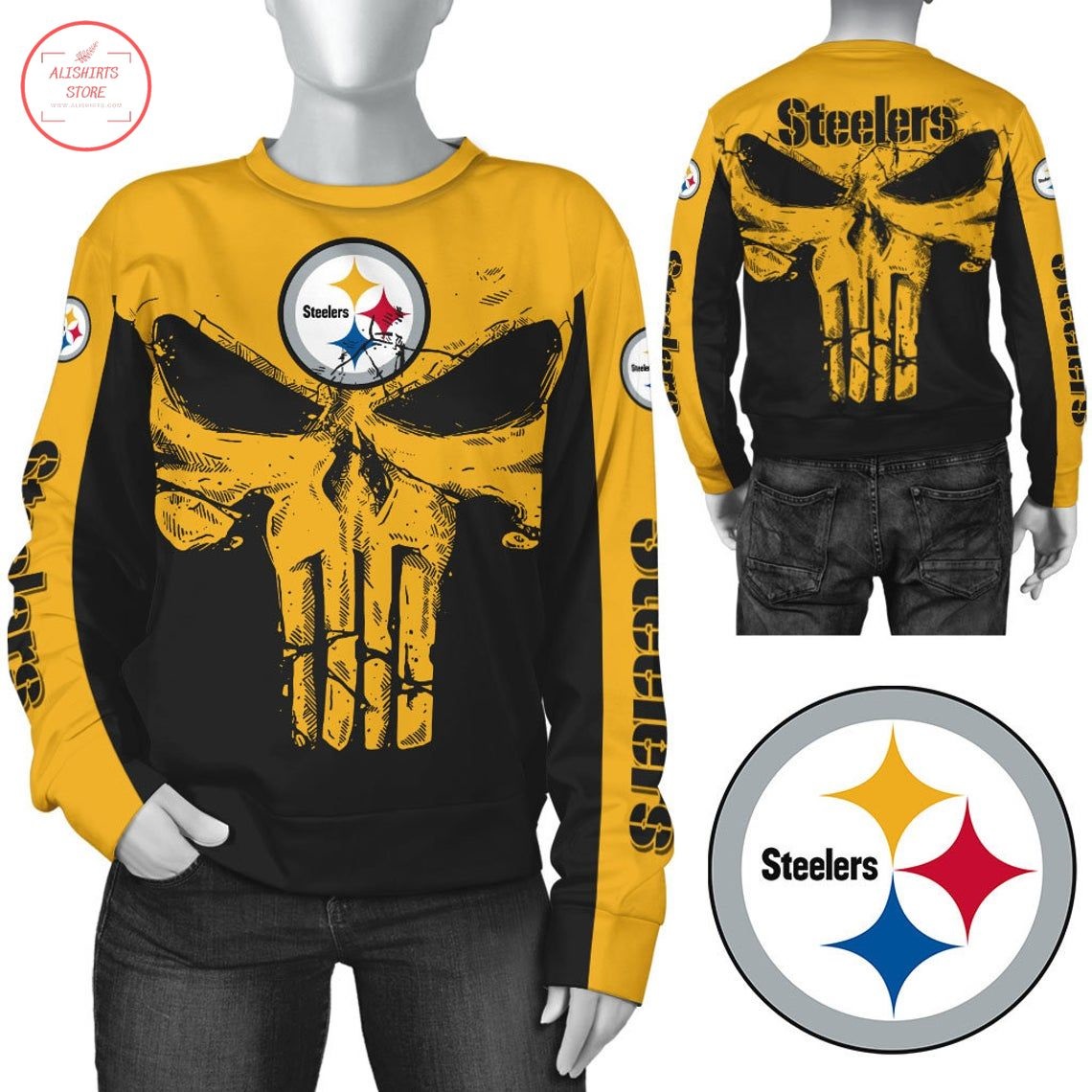Pittsburgh Steelers NFL Punisher Skull Sweatshirt