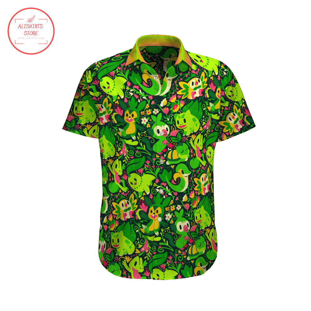 Pokemon Green Color Hawaii Shirt