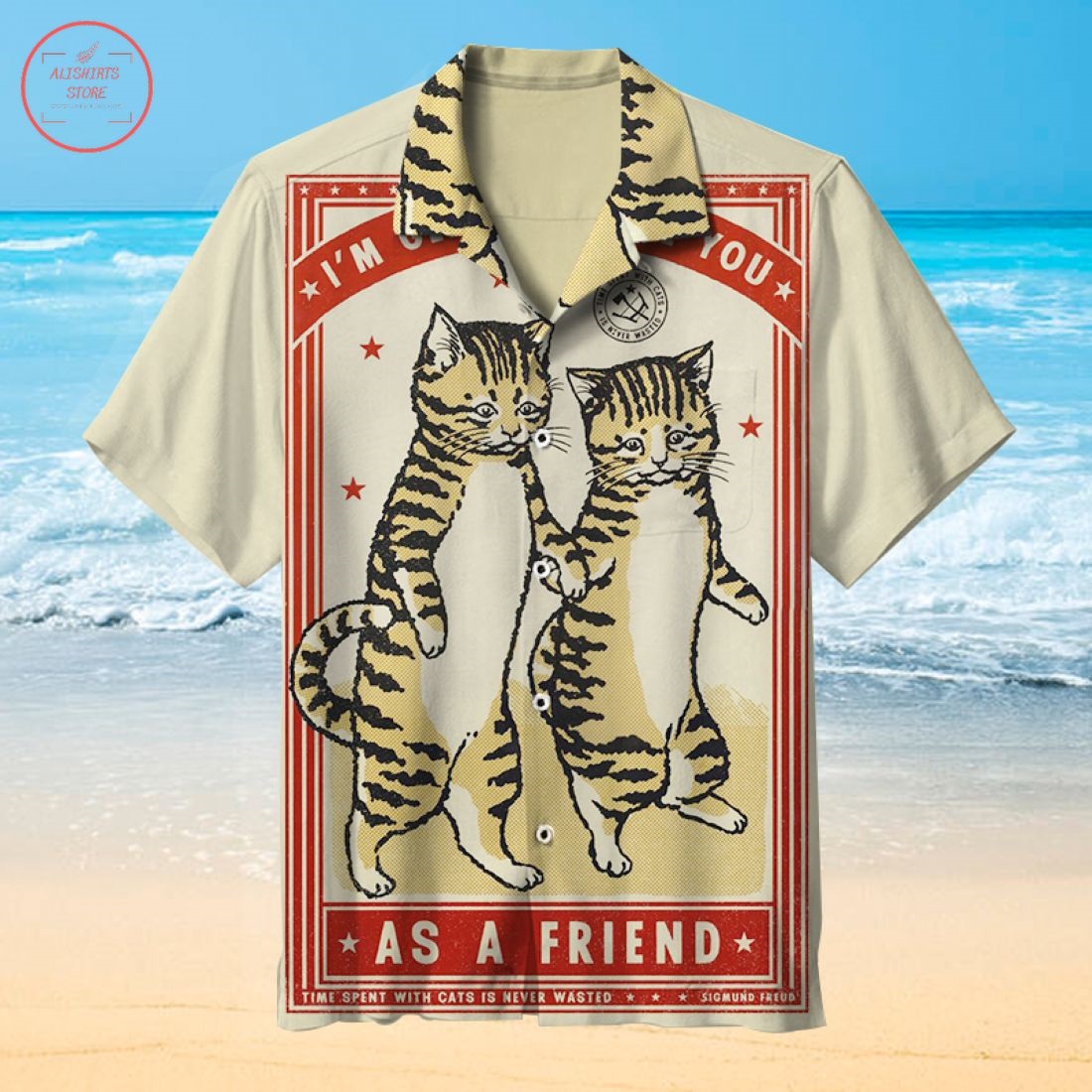 Pug Cat Headshot Vintage Hawaiian shirt