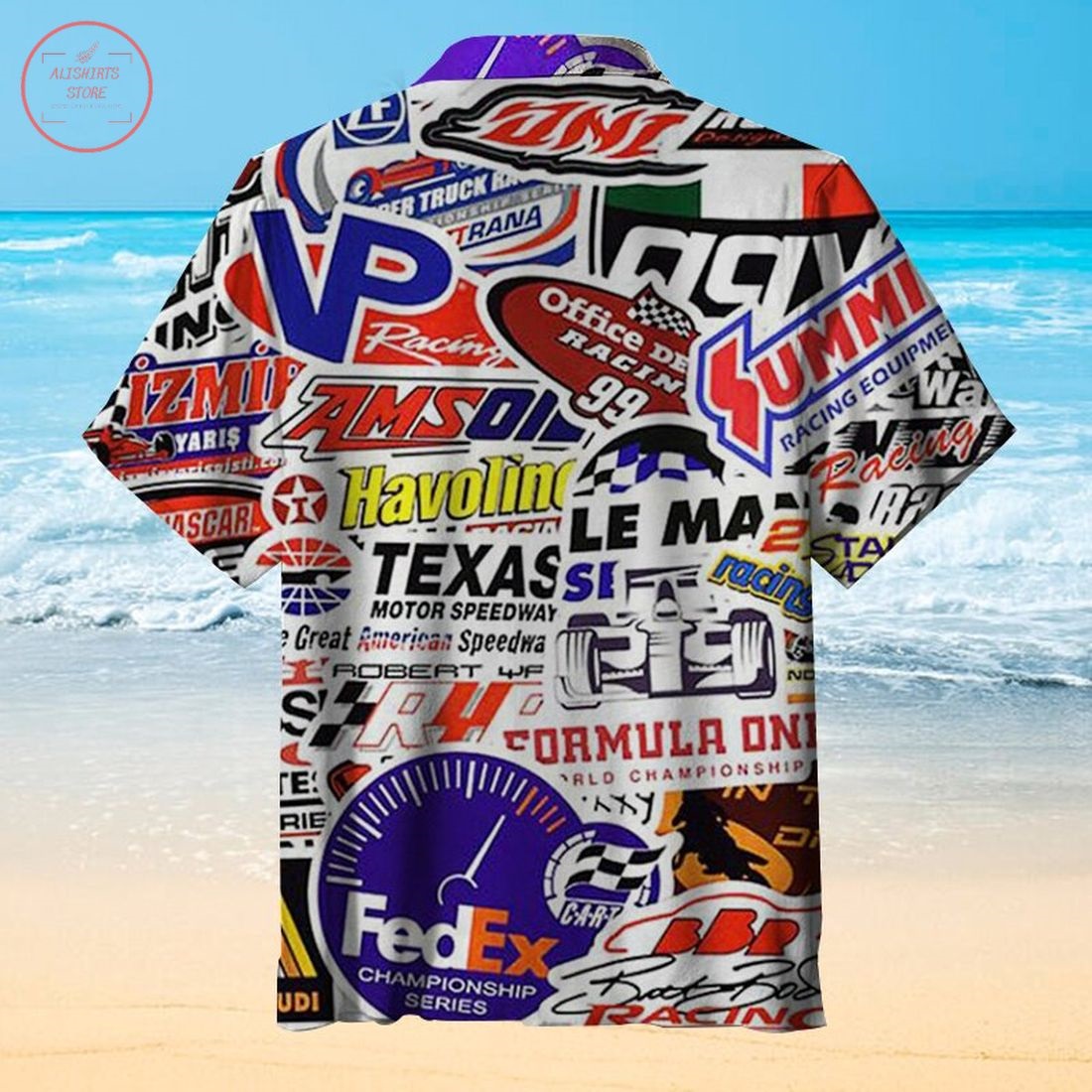 Racing Car Labeling Hawaiian Shirt