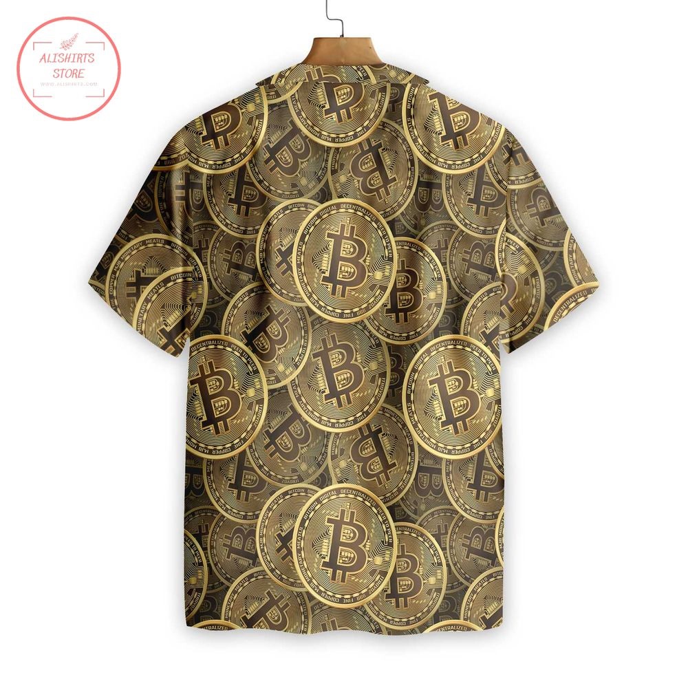 Realistic Seamless Bitcoin Cryptocurrency Hawaiian Shirt