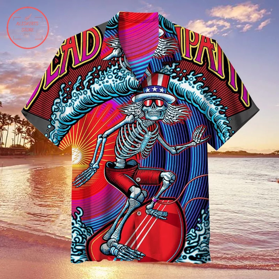 Skeleton Surfer Hawaiian Shirt