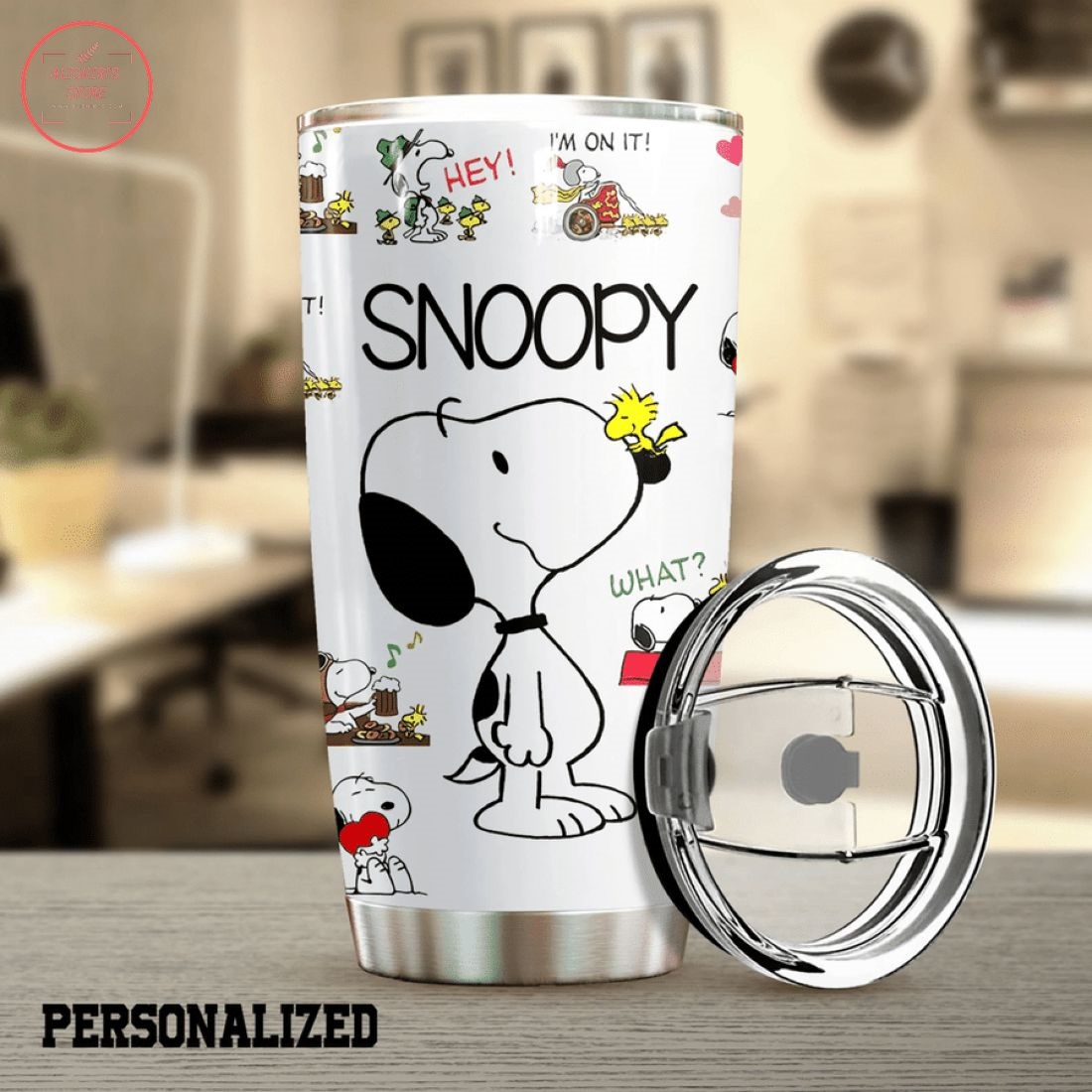 Snoopy Just Cute Dog Custom Name Tumbler