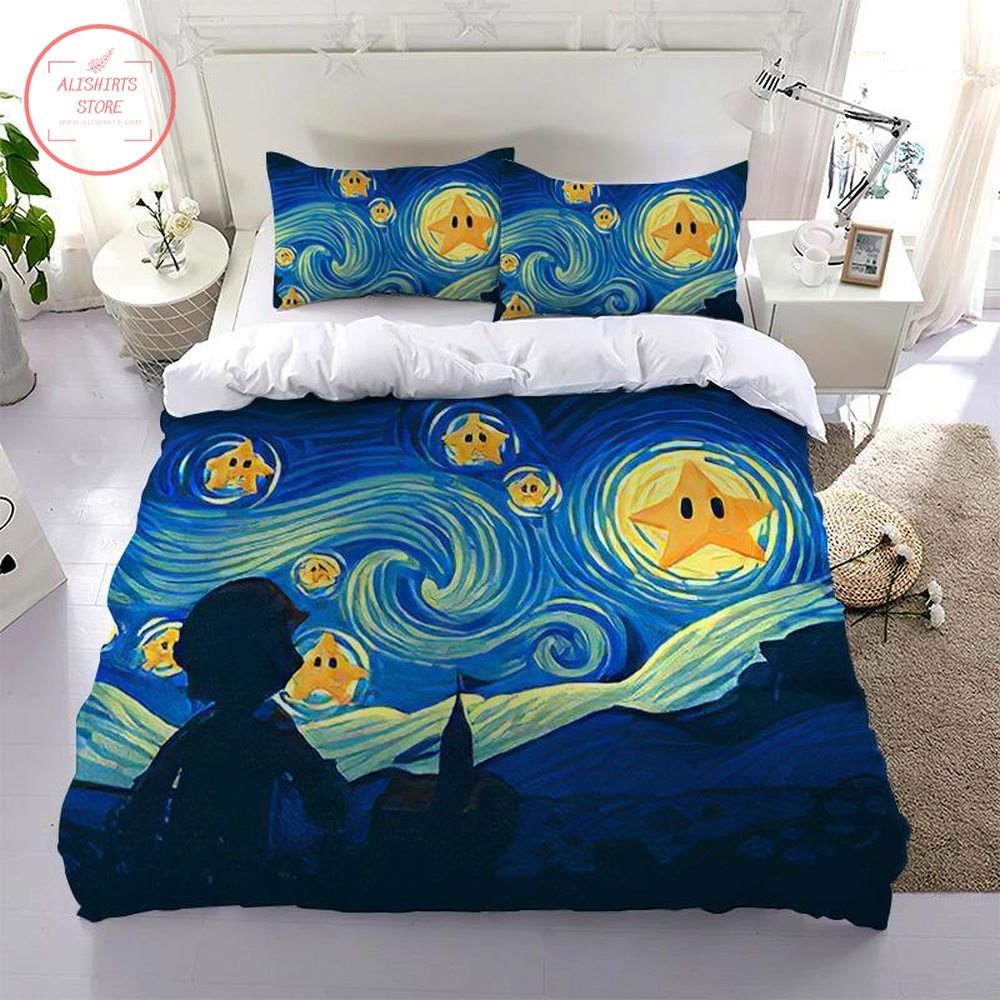 Super Mario The Starry Night View Of Back Bedding Set