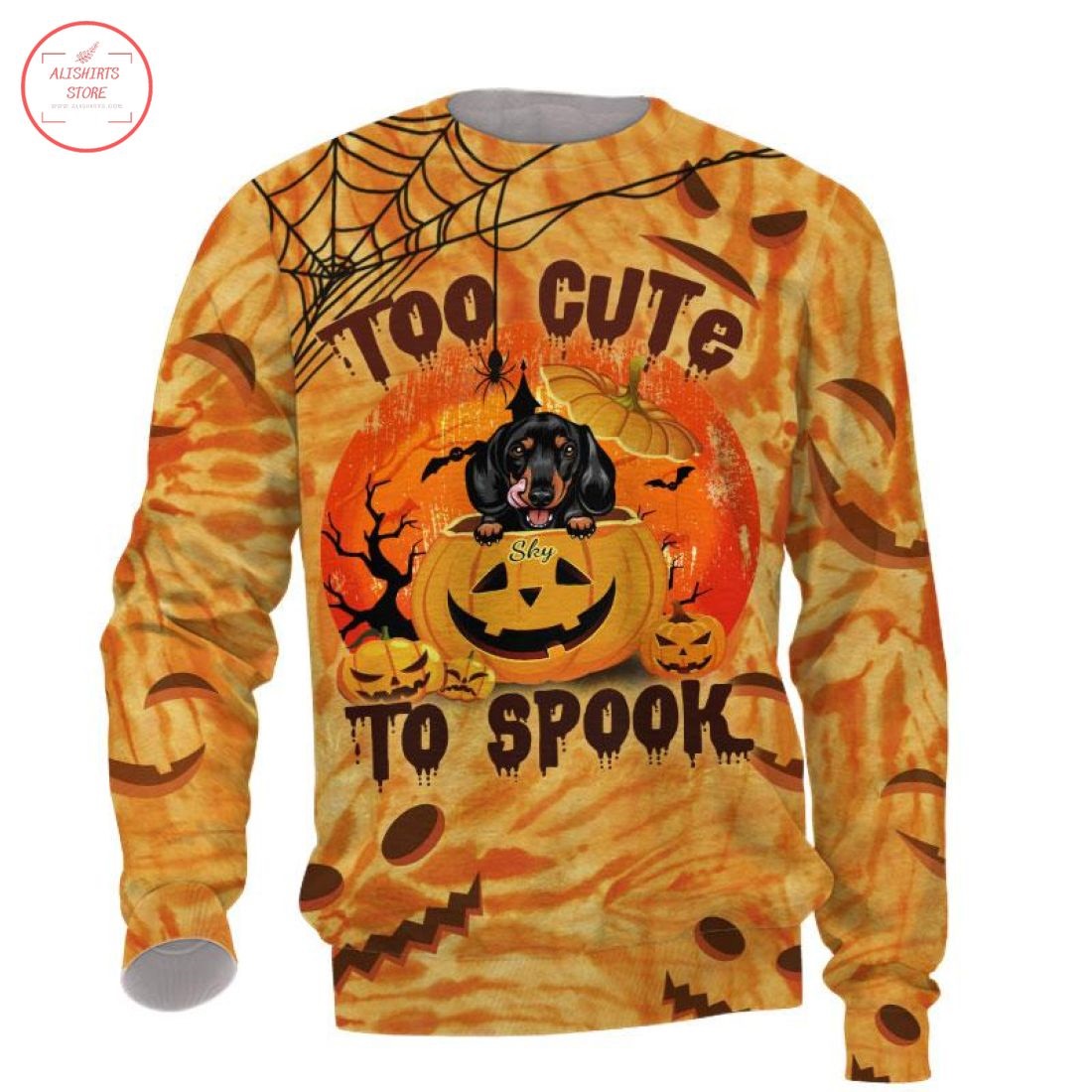 Too cute to spook Dog Halloween Pumpkin Shirt