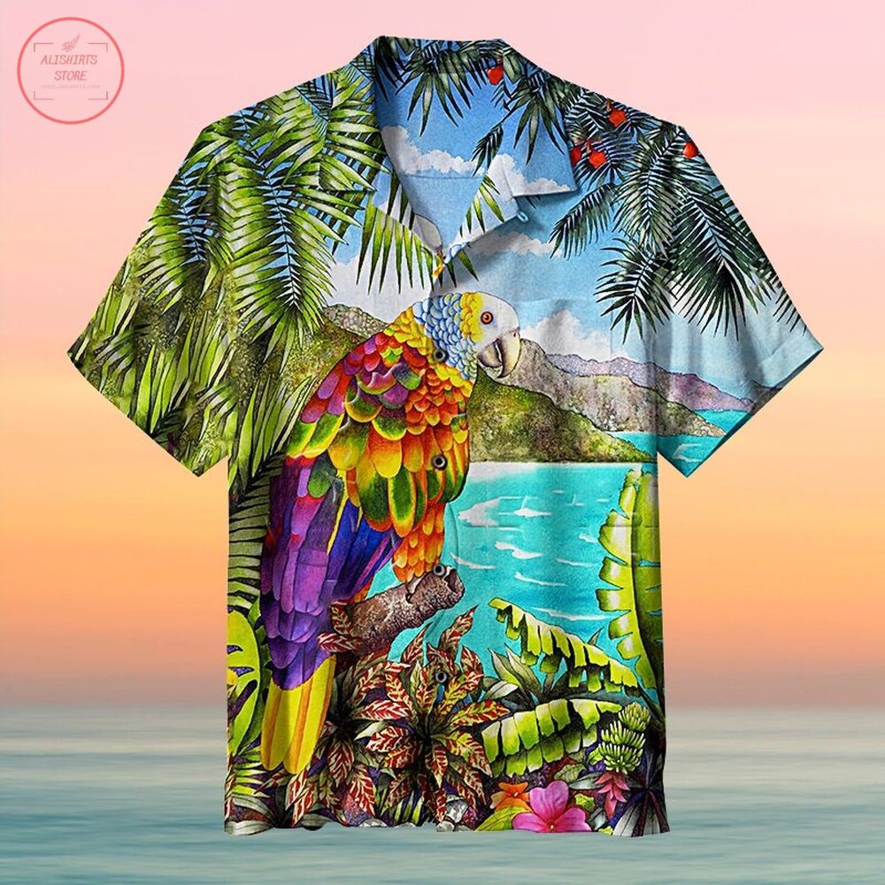 Tropical Print of A Caribbean St. Vincent Parrot Hawaiian Shirt