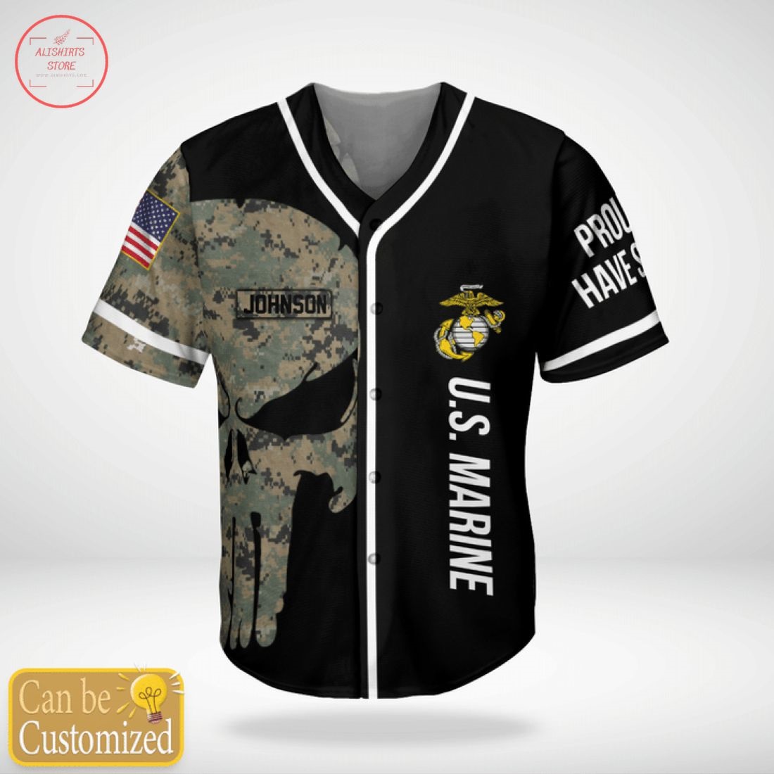 US Marine Personalized Custom Skull Jersey