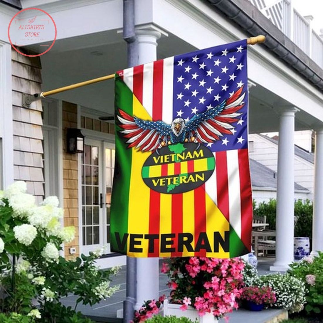 Vietnam Veteran American Flag House Flag