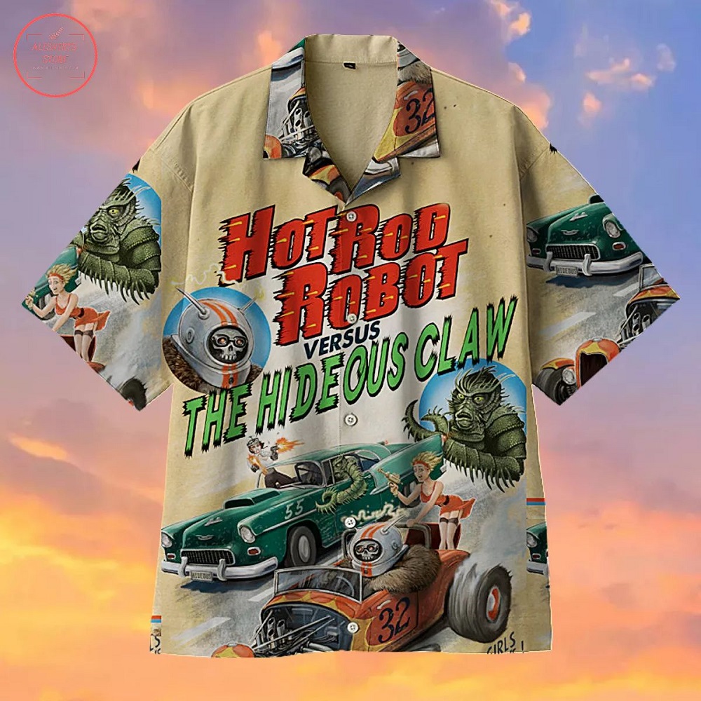 Vintage Hot Rod Poster Hawaiian Shirt