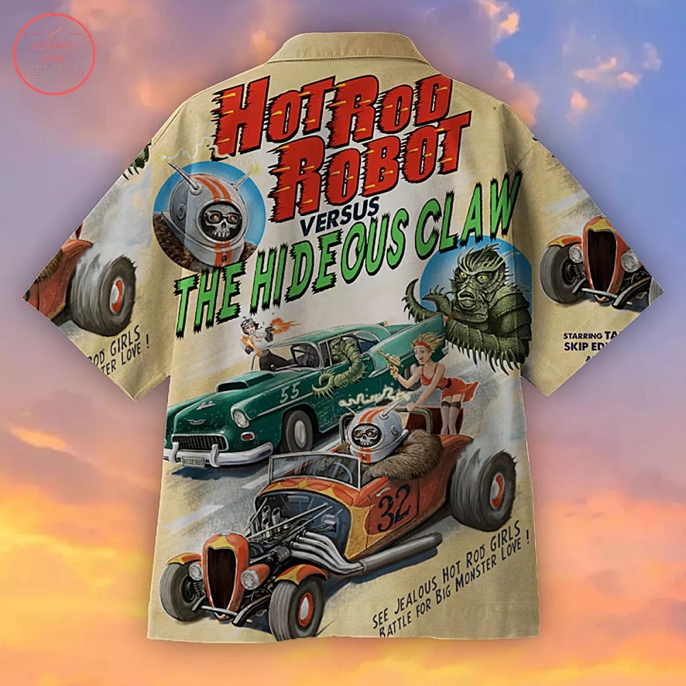 Vintage Hot Rod Poster Hawaiian Shirt