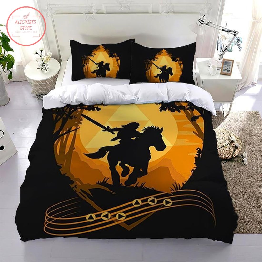 Zelda Link In A Hurry Silhouette Bedding Set