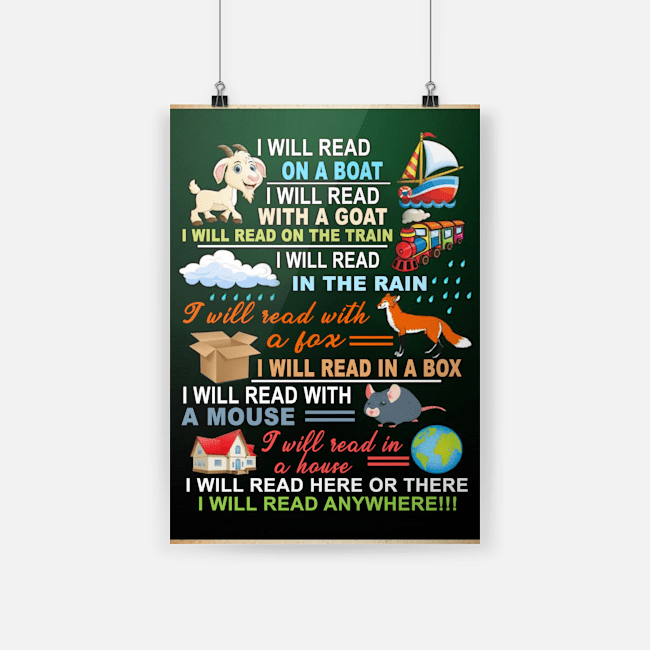 I will read on a boat i will read with a goat i will read on the train poster