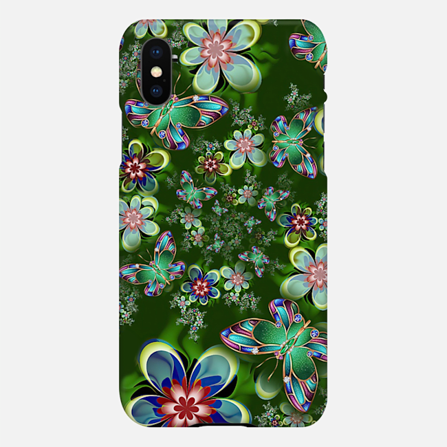 Magic Butterflies and Green Flowers Phone Case