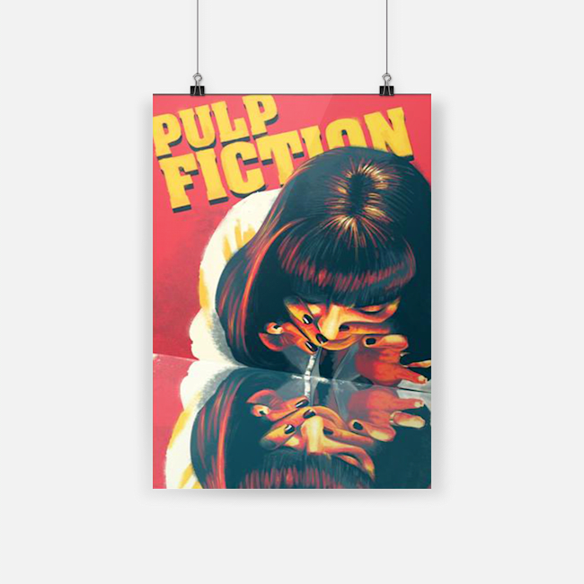 Pulp fiction cocaine mia wallace retro art vertical poster
