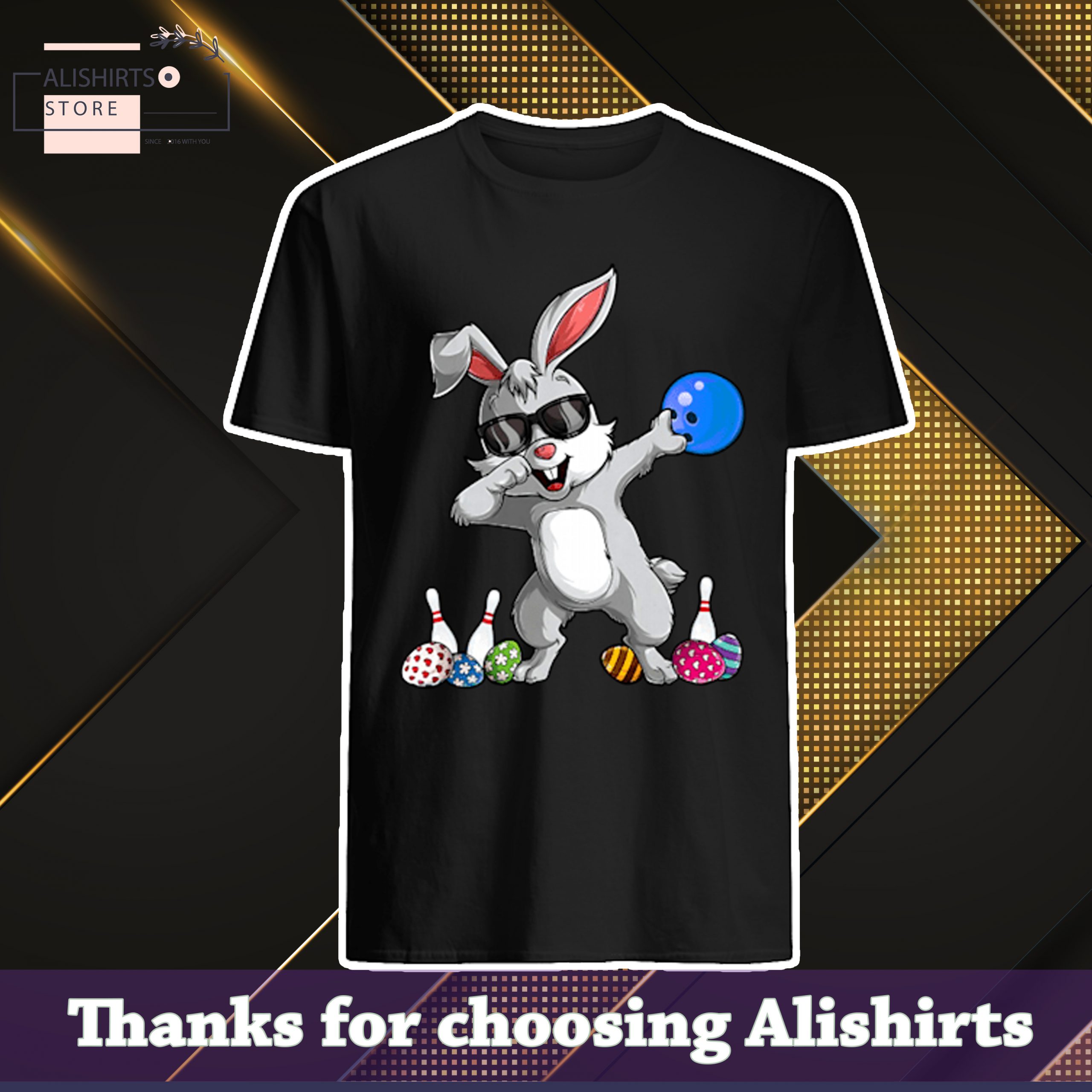 Bowling Dabbing Rabbit Easter Shirt