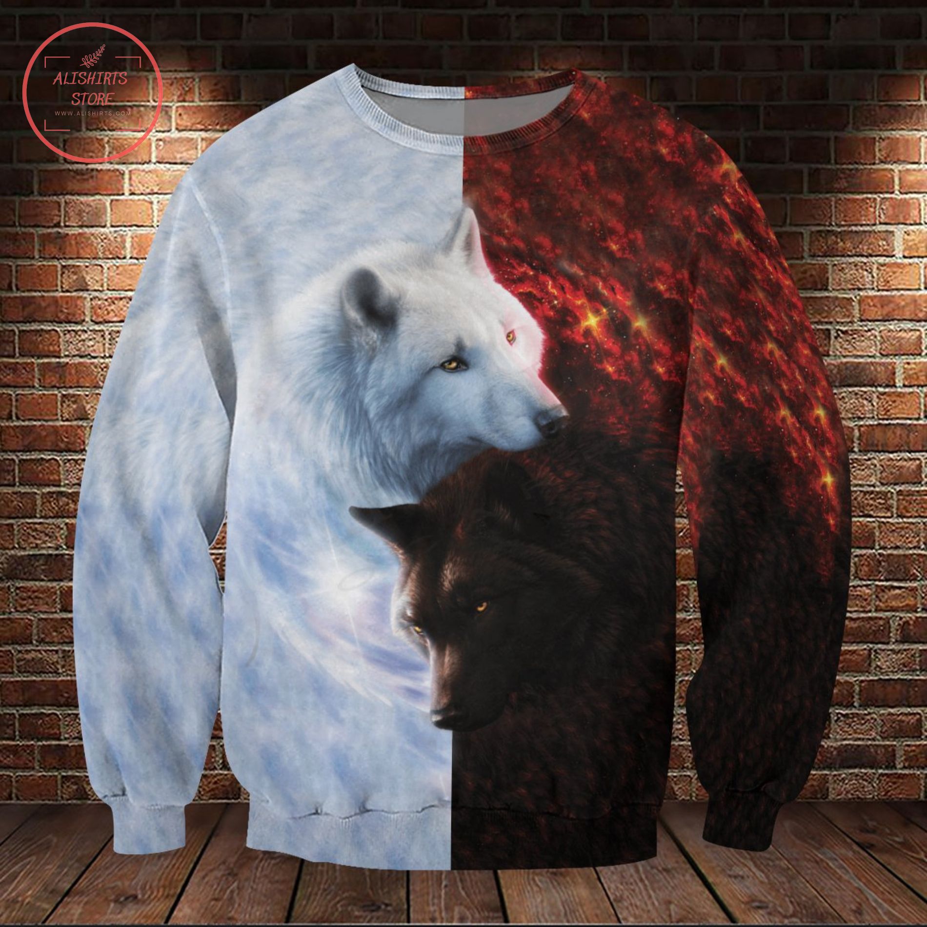 Yin Yang Wolf Lover Black And White 3D All Over Shirt