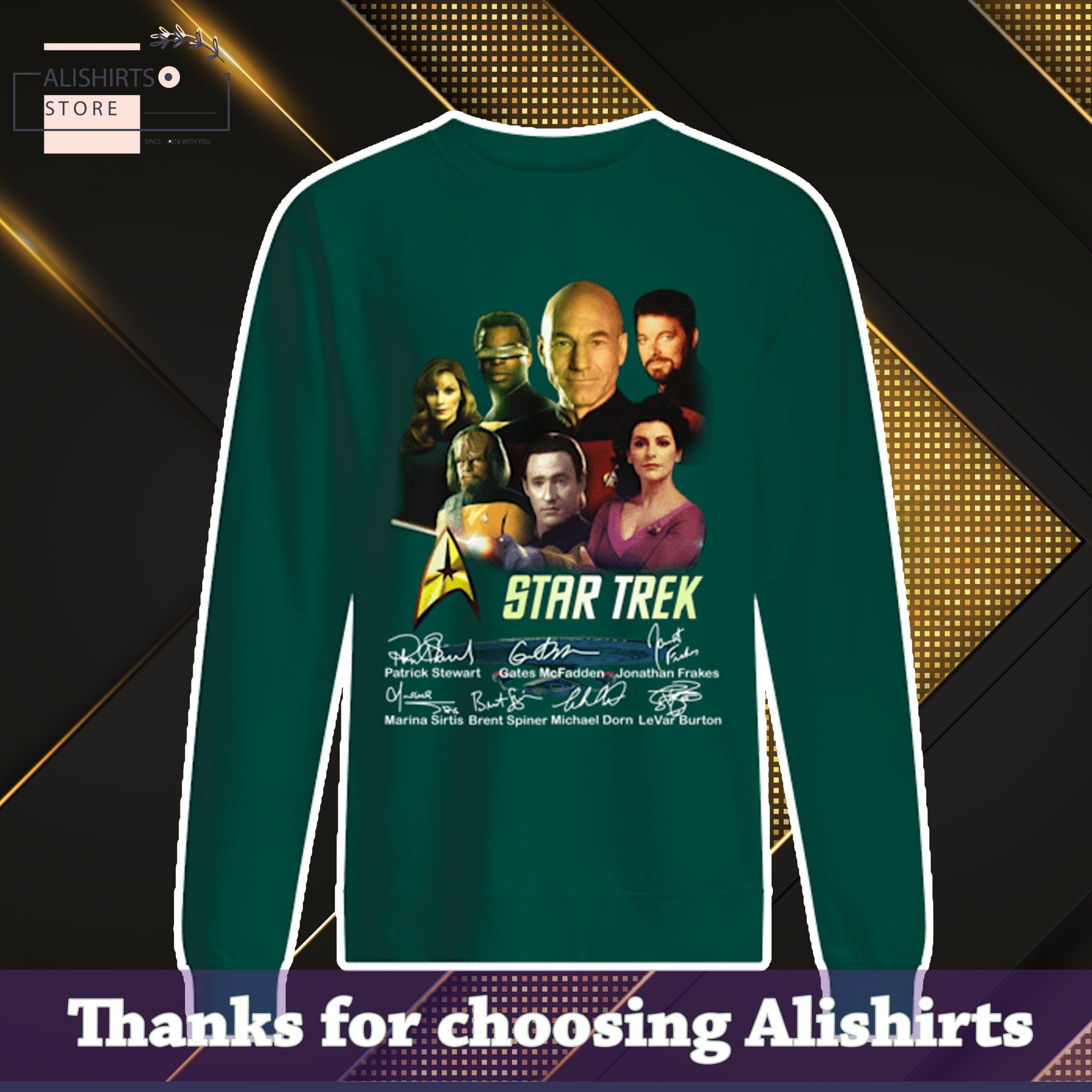 Star Trek Patrick Stewart Gates McFadden Jonathan Frakes Signatures Shirt