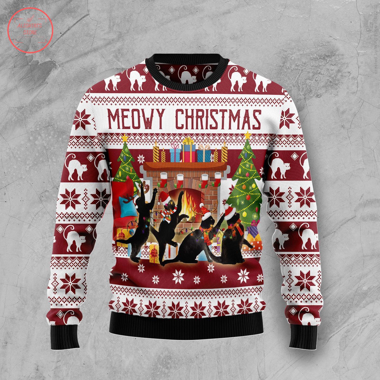 Funny Meowy Ugly Christmas Unisex 3D Sweater