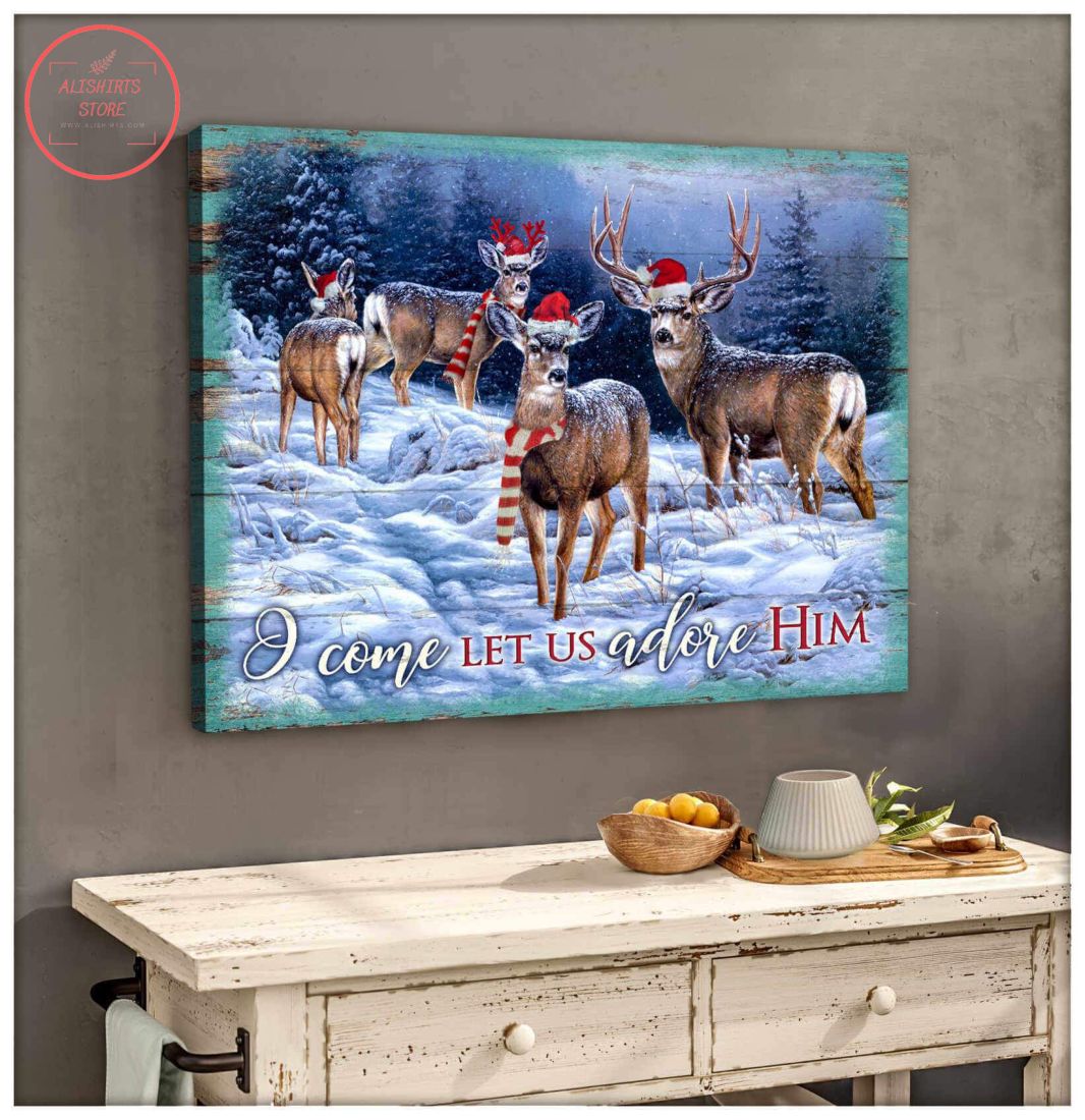 3D Christmas Deer Canvas