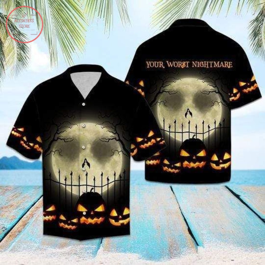 3D Worst Nightmare Halloween Pumpkin Moon Hawaiian Shirt