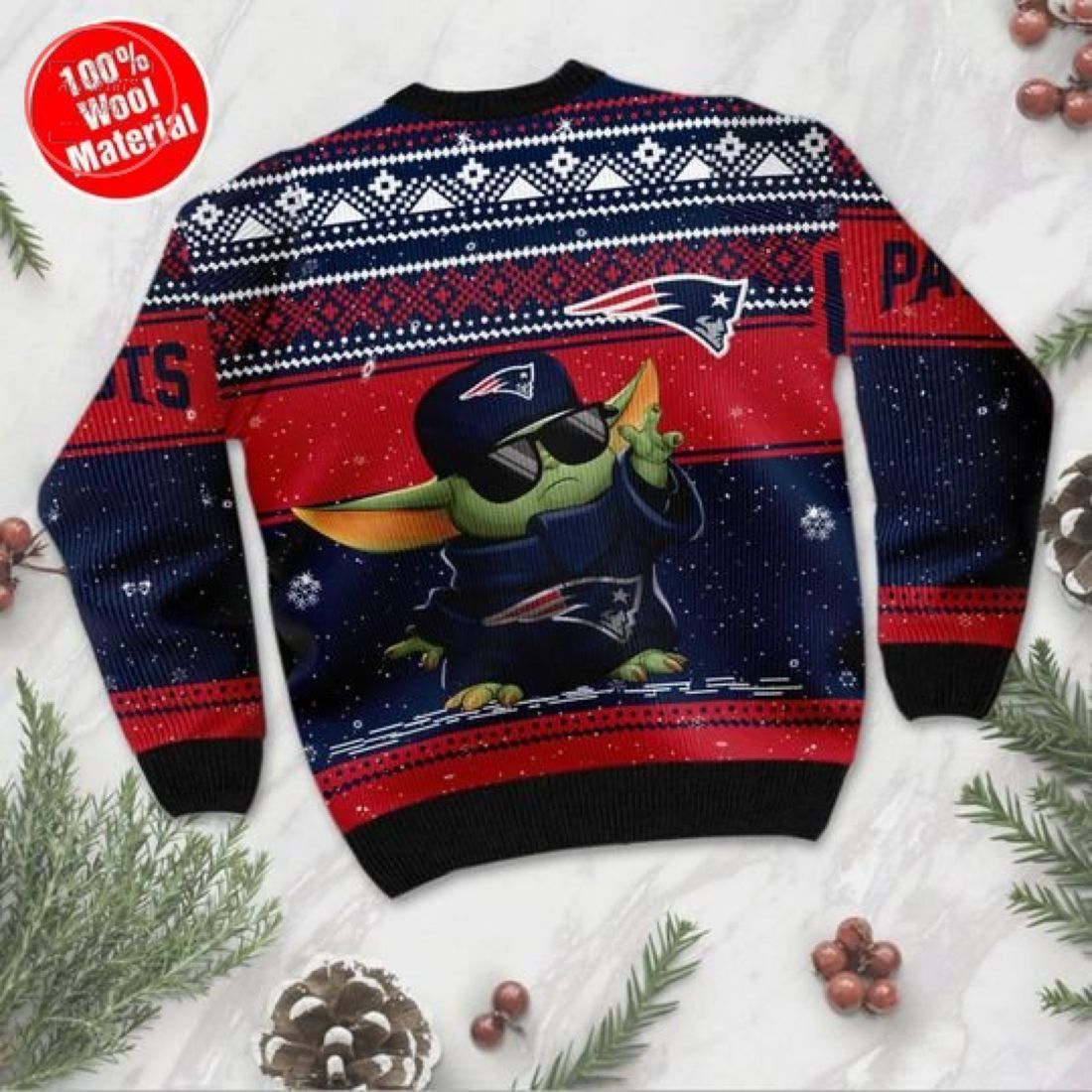 Baby Yoda New England Patriots Ugly Christmas Sweater