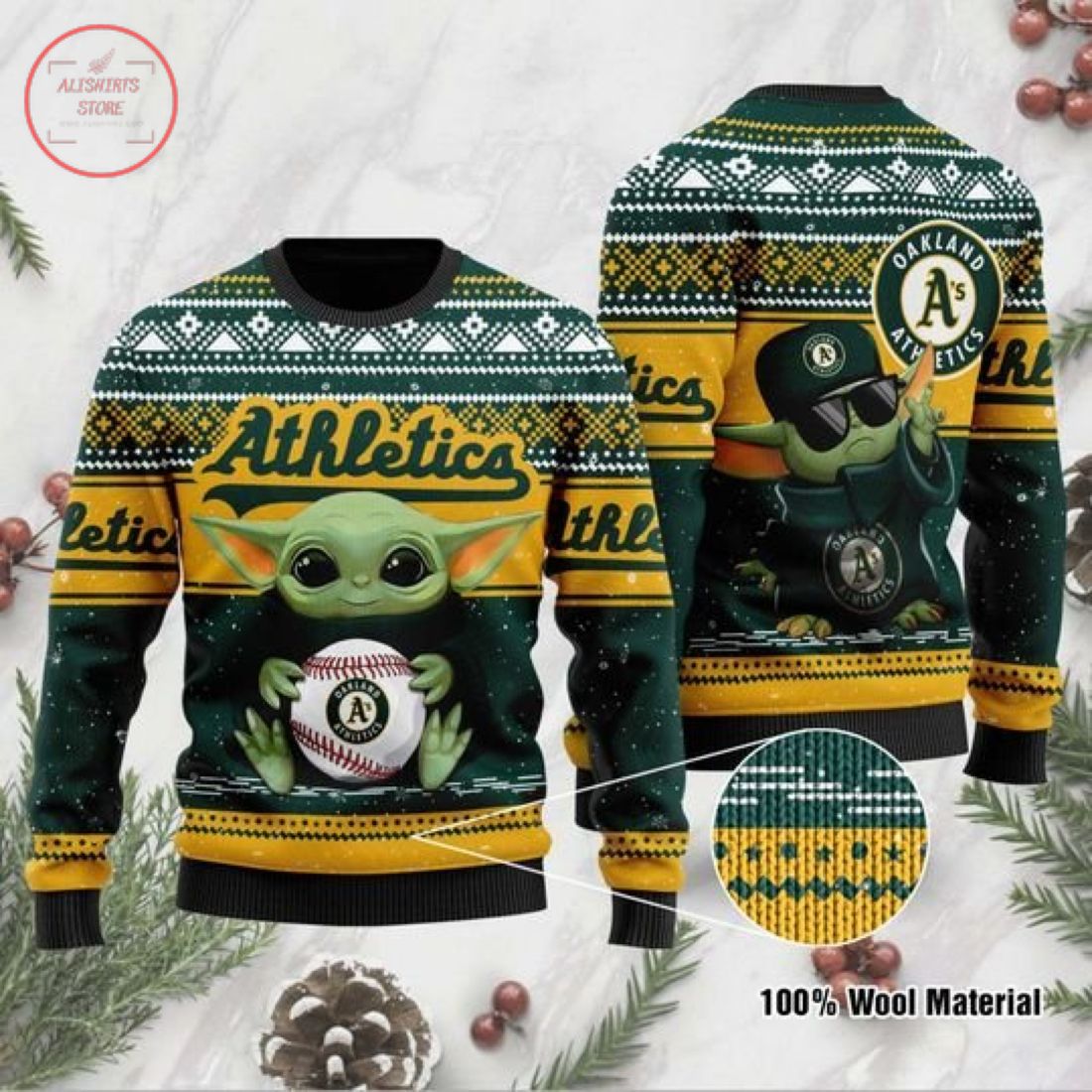 Baby Yoda Oakland Athletics Ugly Christmas Sweater