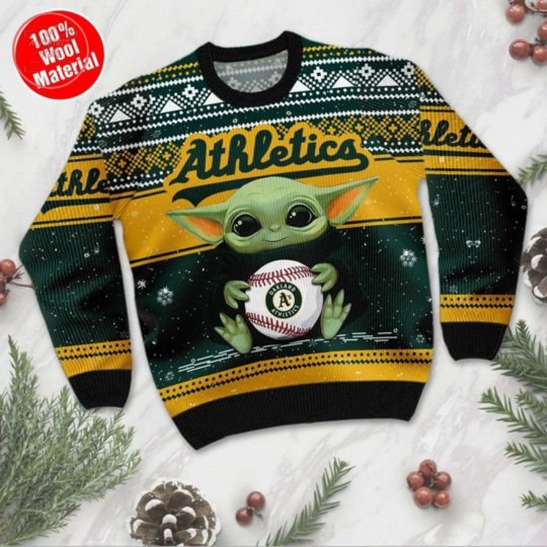 Baby Yoda Oakland Athletics Ugly Christmas Sweater