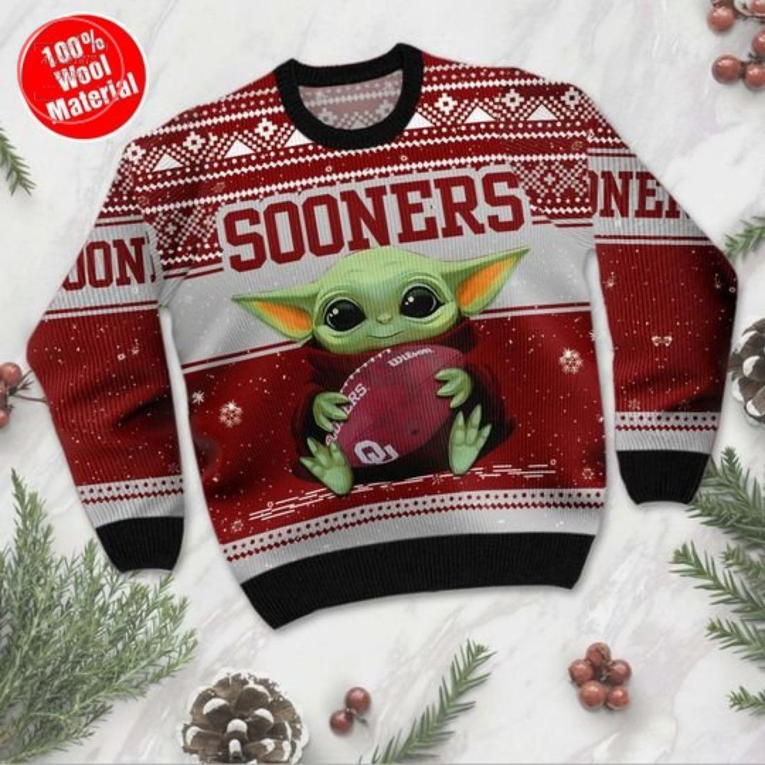 Baby Yoda Oklahoma Sooners Ugly Christmas Sweater