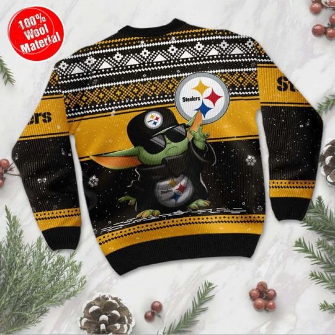 Baby Yoda Pittsburgh Steelers Ugly Christmas Sweater