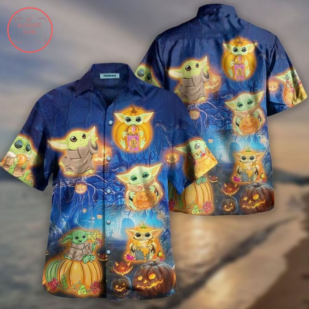 Baby Yoda Pumpkin Hawaiian Shirt