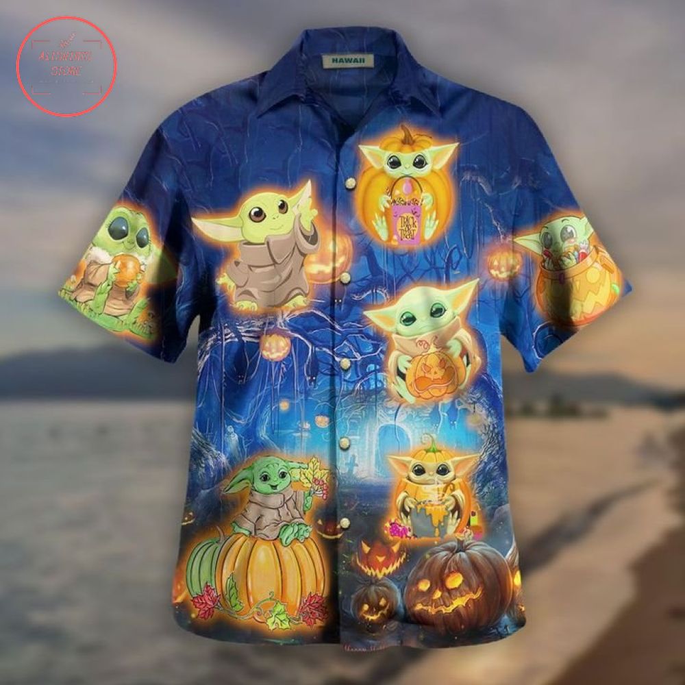 Baby Yoda Pumpkin Hawaiian Shirt