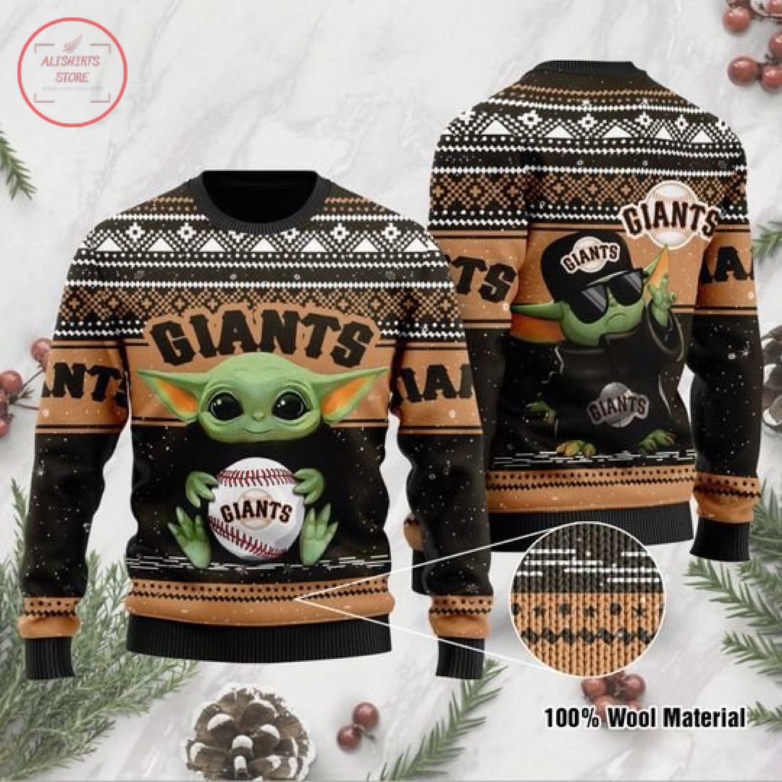 Baby Yoda San Francisco Giants Ugly Christmas Sweater