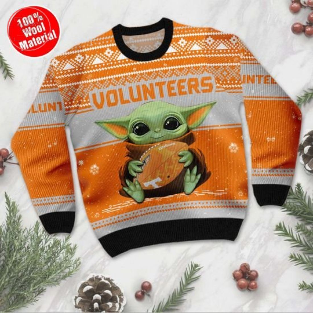 Baby Yoda Tennessee Volunteers Ugly Christmas Sweater