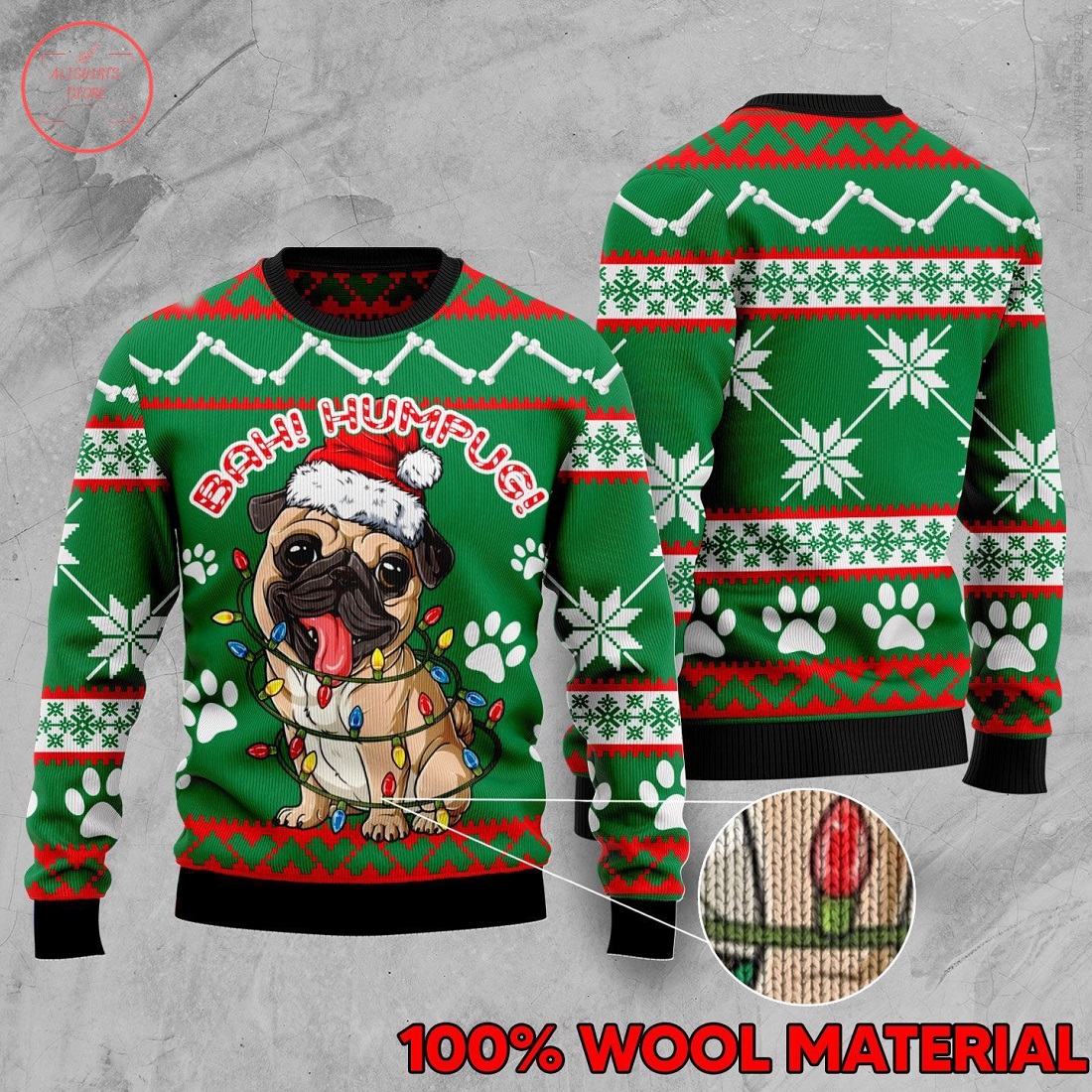 Bah Humpug Pug Dog Christmas Ugly Sweater