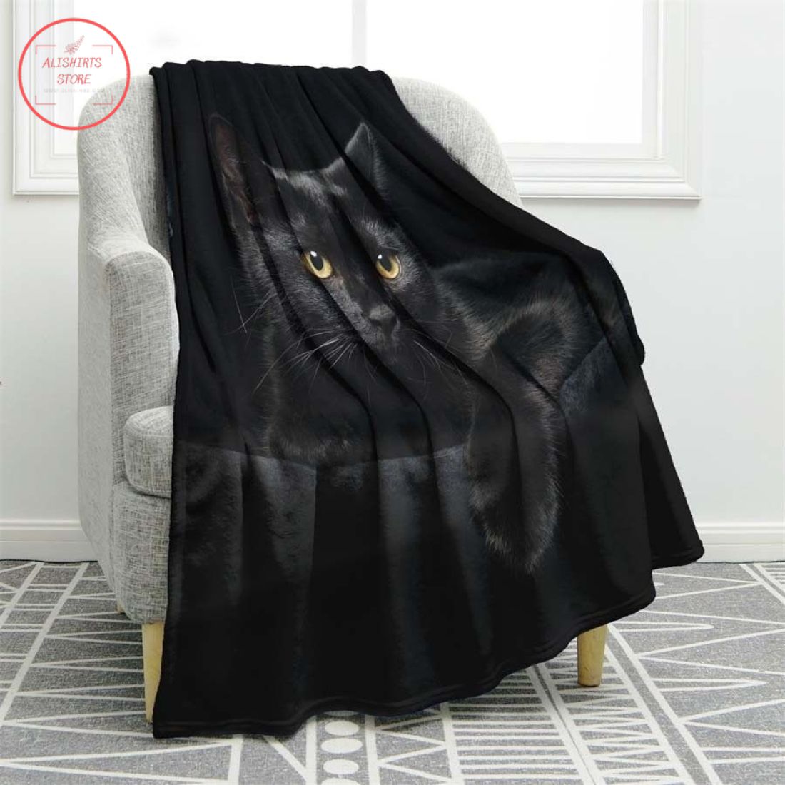 Black Cat Sherpa Fleece Blanket