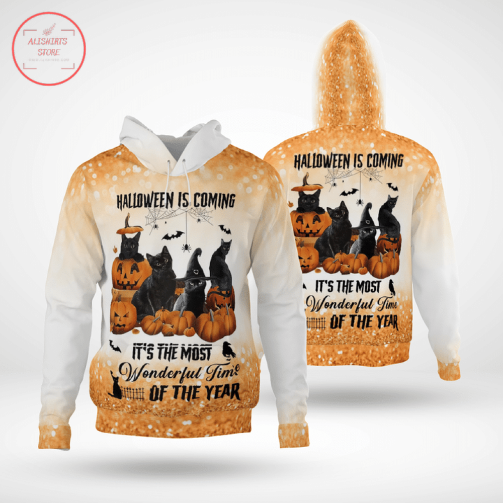 Black Cat Twinkles Halloween Hoodie 3D