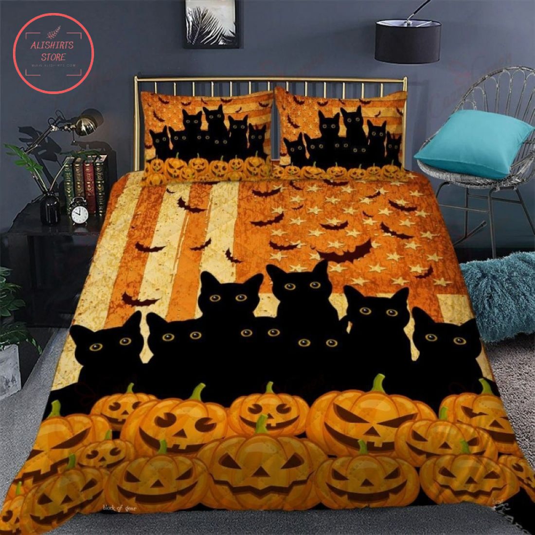 Black Cats Pumpkins America Style Halloween Blanket