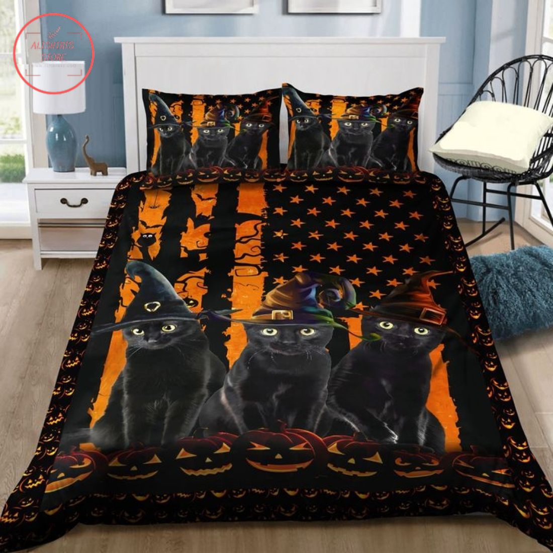 Black Witch Cat America Halloween Blanket