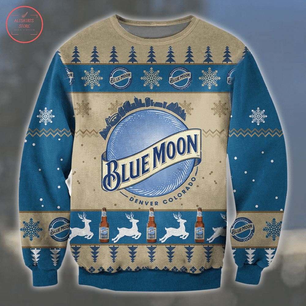 Blue Moon Belgian White Beer Ugly Christmas Sweater