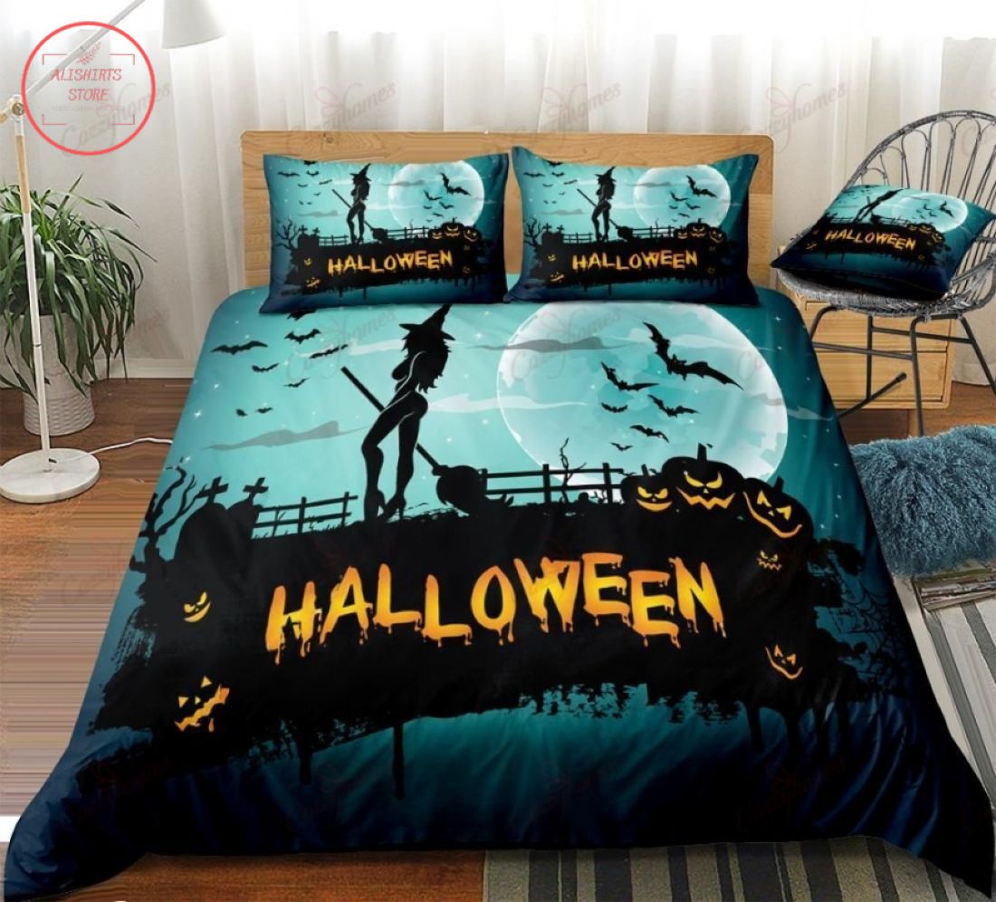 Blue Night Moon Halloween Pumpkin Lantern Blanket