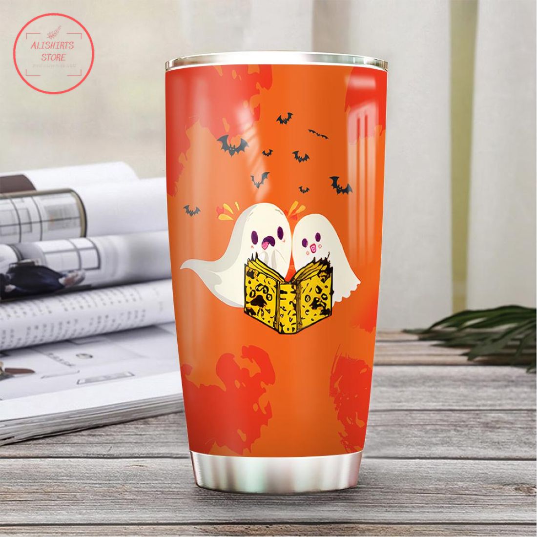 Boooks Funny Ghost Reads Book Halloween Tumbler