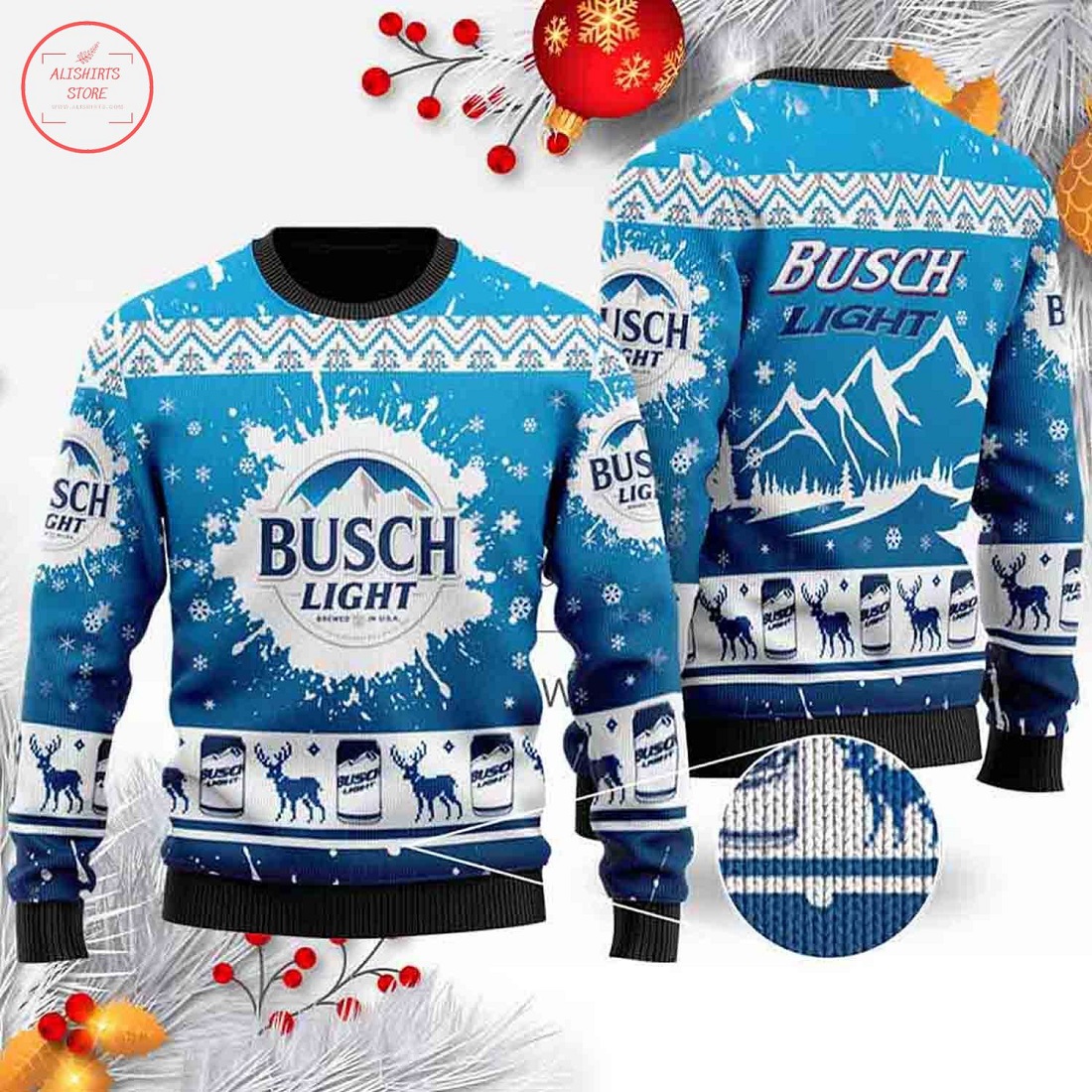 Busch Light Ugly Christmas Unisex 3D Sweater